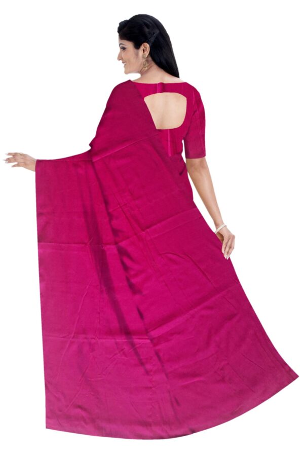 Red Cotton Saree; Khadi - Image 3