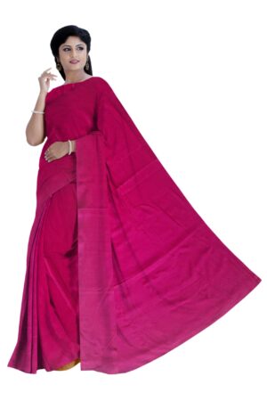 Red Cotton Saree; Khadi