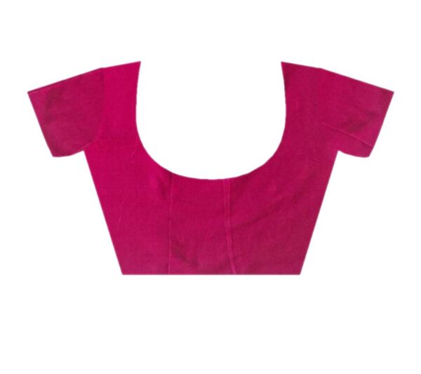 Red Cotton Saree; Khadi - Image 6