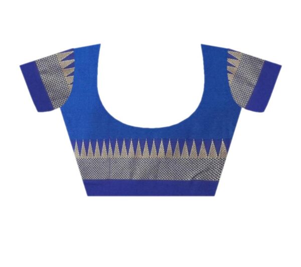 Blue Khadi Cotton Saree - Image 7
