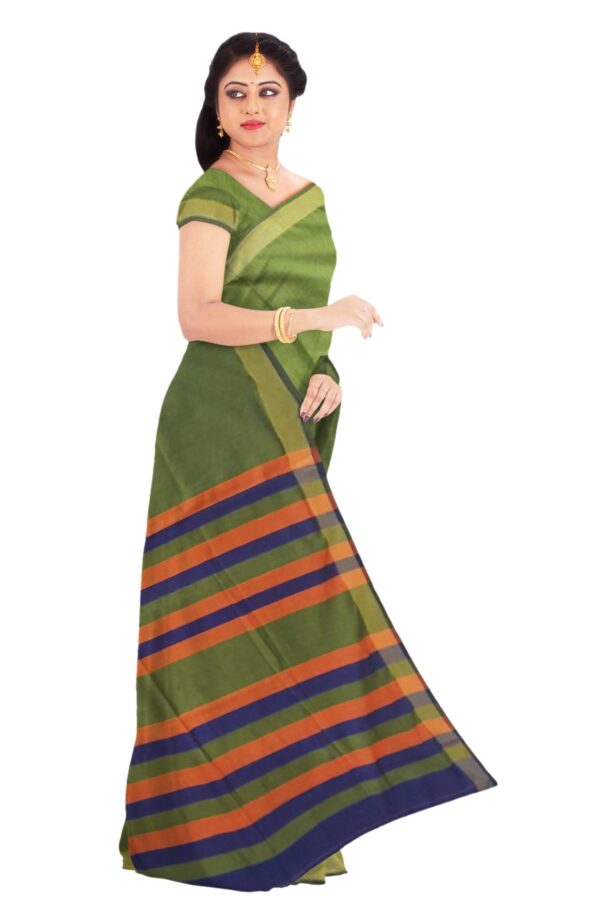 Green (panna) Cotton Silk Saree - Image 5