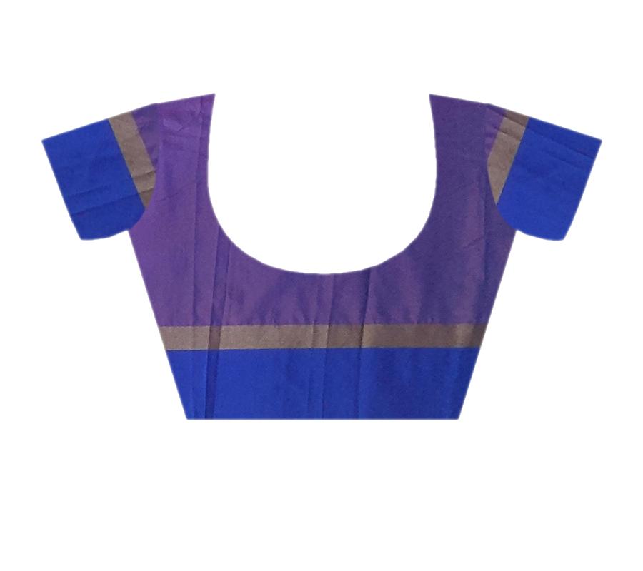 Pink - Blue Silk Saree - Image 6