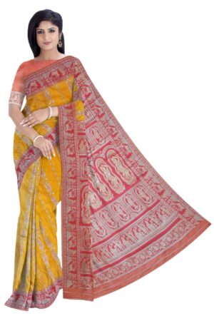 Yellow - Red Silk Saree
