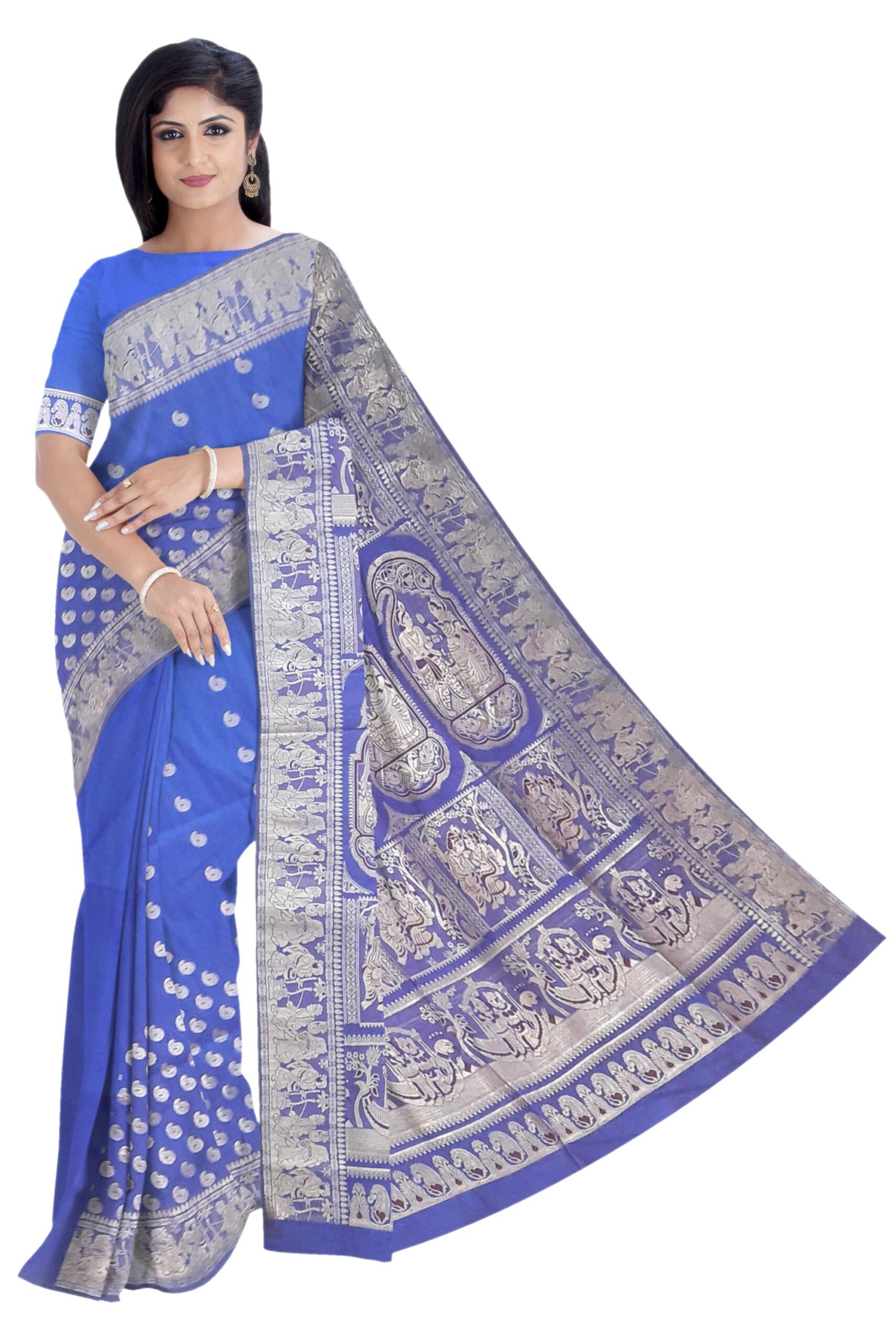 Blue & Silver Silk Saree