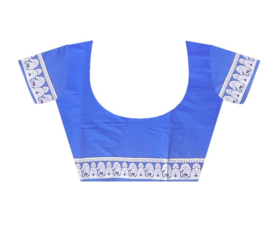 Blue & Silver Silk Saree - Image 6