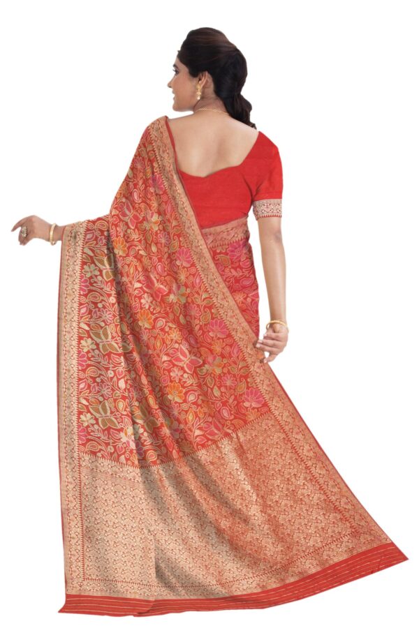 Red Pashmina Silk Saree - Image 4