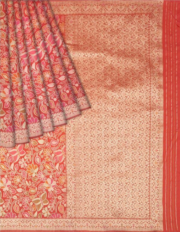 Red Pashmina Silk Saree - Image 6