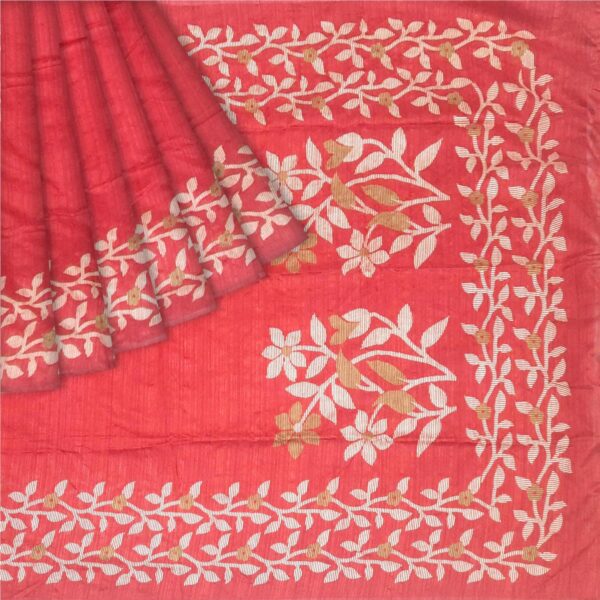 Absolute Red Ghicha Silk Saree - Image 6