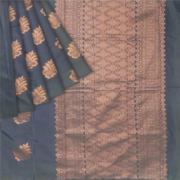 Dark Grey Mahabalipuram Silk Saree - Image 6
