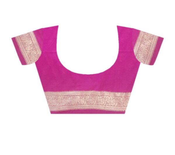 Blue & Pink Silk Saree - Image 7