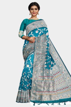 Mayurkanthi Blue Silk Saree