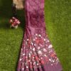 Purple Colored Net Saree - Embroidery - Image 5