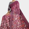 Purple Colored Net Saree - Embroidery - Image 3
