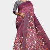 Purple Colored Net Saree - Embroidery