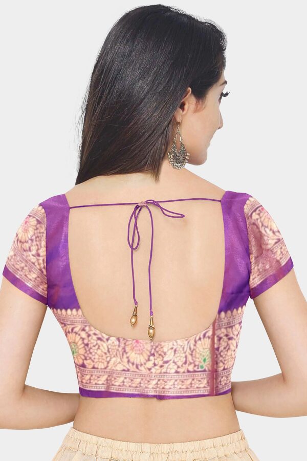 Magenta Colored Katan Silk Saree - Image 7