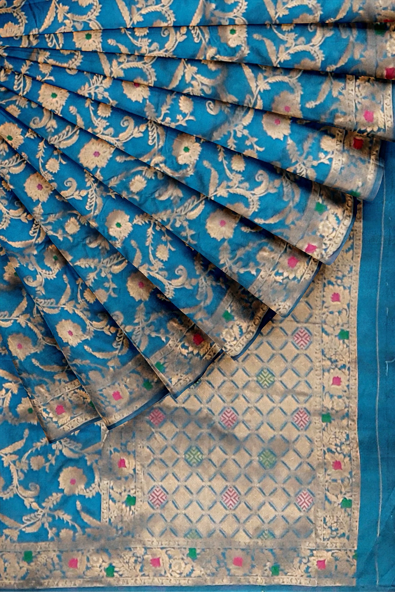 Mayurkanthi Blue Silk Saree - Image 6