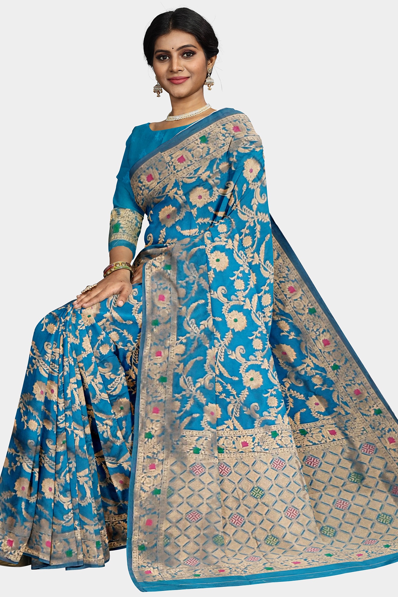 Mayurkanthi Blue Silk Saree - Image 4