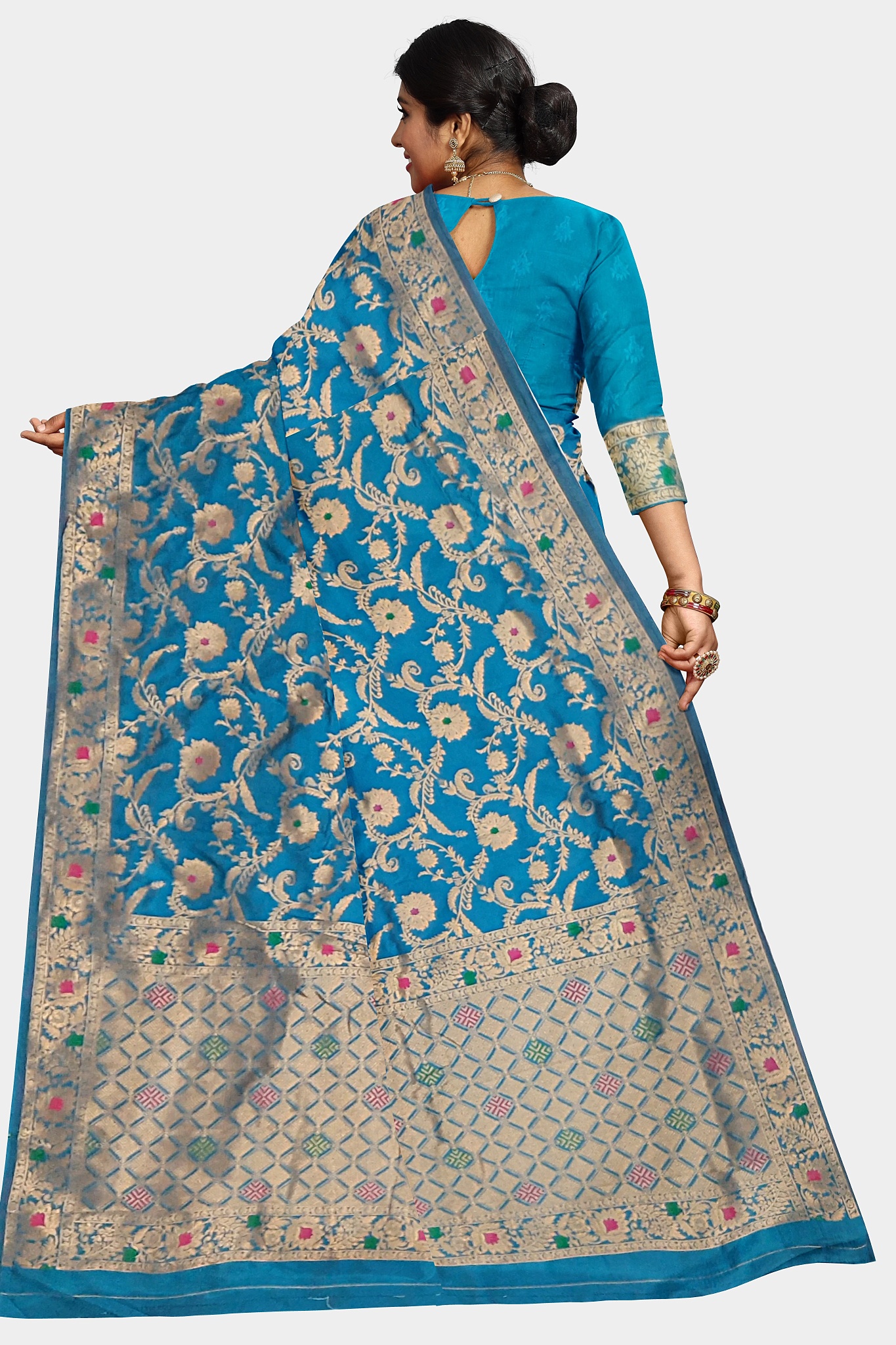 Mayurkanthi Blue Silk Saree - Image 2
