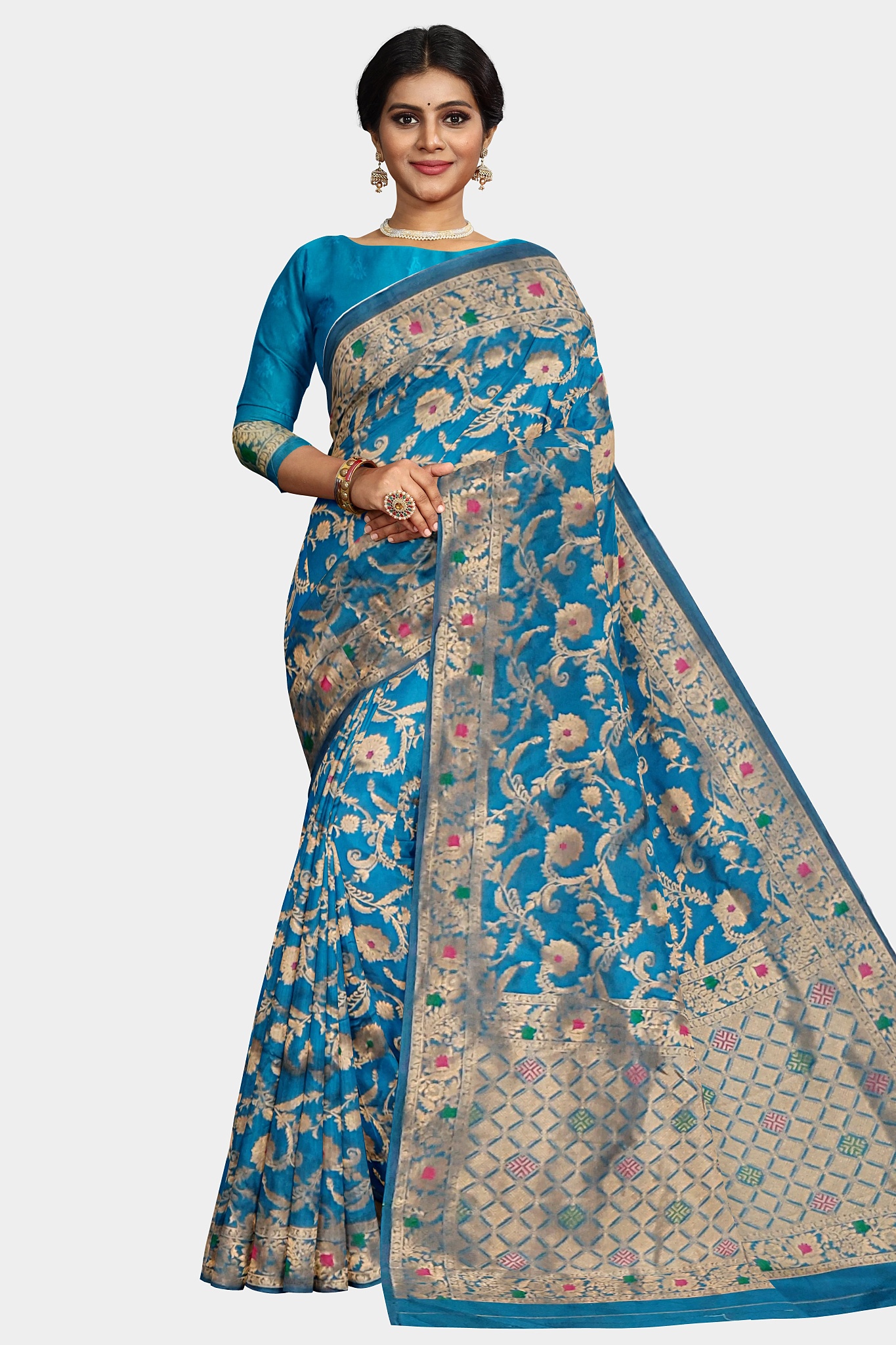 Mayurkanthi Blue Silk Saree