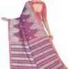 Pure Linen Benarasi Saree; Purple - Image 5