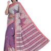 Pure Linen Benarasi Saree; Purple - Image 2