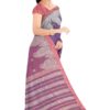 Pure Linen Benarasi Saree; Purple - Image 3