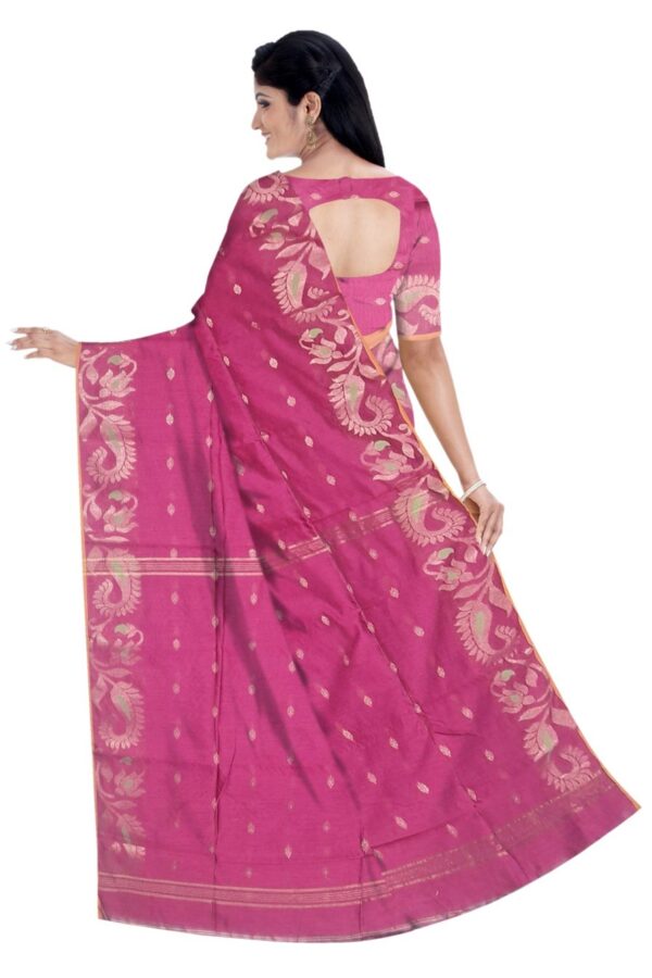 Wine Colored Cotton Silk Saree - Image 5