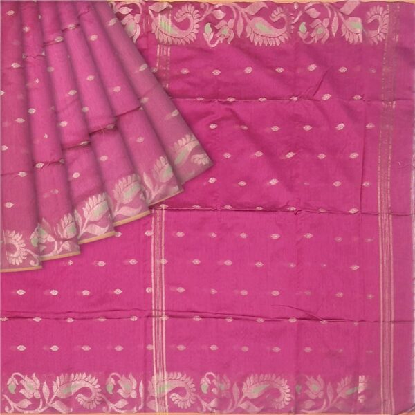 Wine Colored Cotton Silk Saree - Image 6