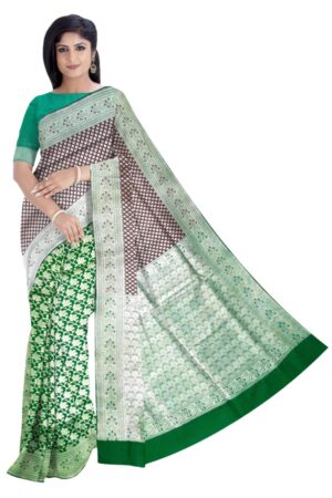 Green & Maroon Silk Saree