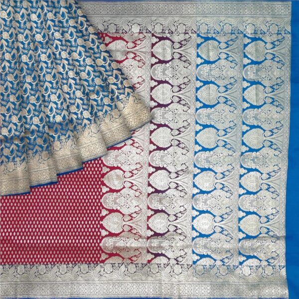 Pink & Blue Silk Saree - Image 6