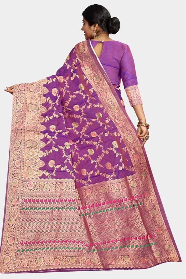 Magenta Colored Katan Silk Saree - Image 2