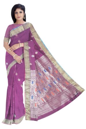 Pure Linen Benarasi Saree; Wine