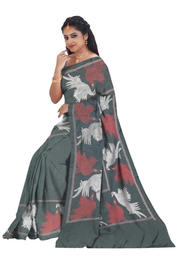 Black Silk Saree - Hand Embroidery - Image 4