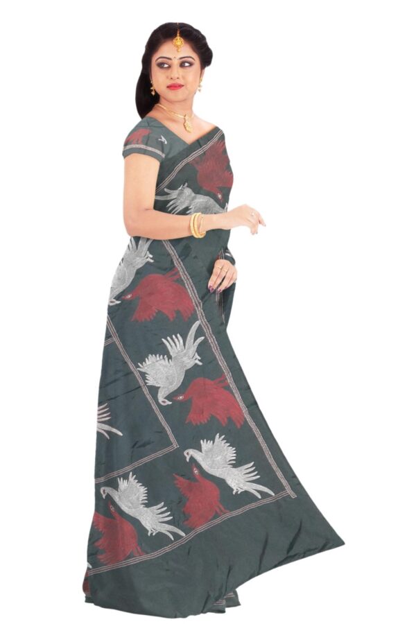 Black Silk Saree - Hand Embroidery - Image 3