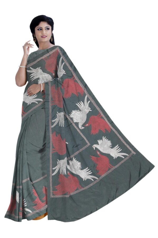 Black Silk Saree - Hand Embroidery - Image 2