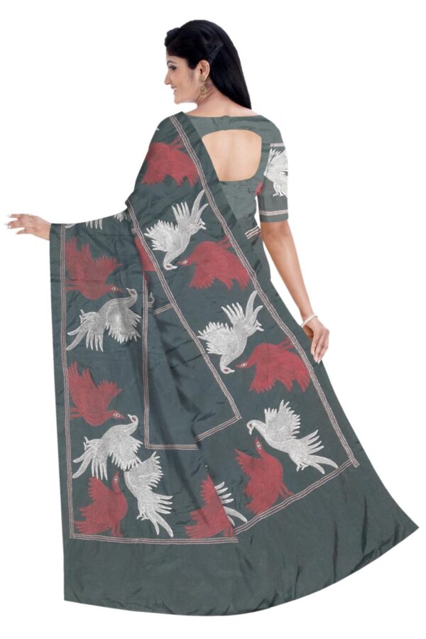 Black Silk Saree - Hand Embroidery - Image 5