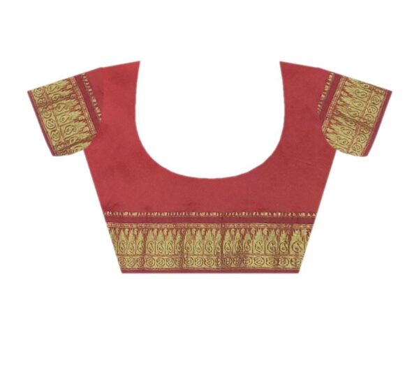 Off-white & Red Half n Half Kanjivaram Silk - Image 7
