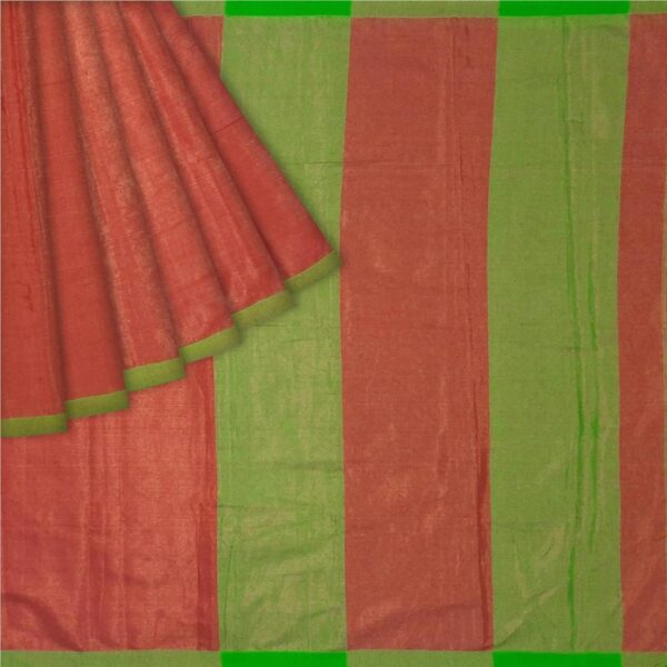 Red & Green Saree - Tissue - Image 6