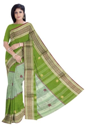 Light Green Tant Saree; Cotton