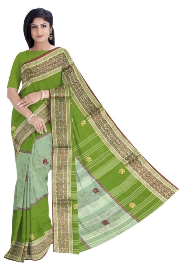 Light Green Tant Saree; Cotton