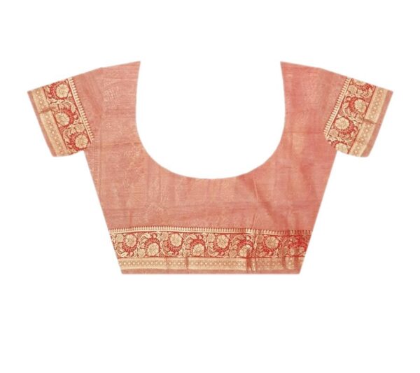Light Peach & Red Silk Saree - Image 7