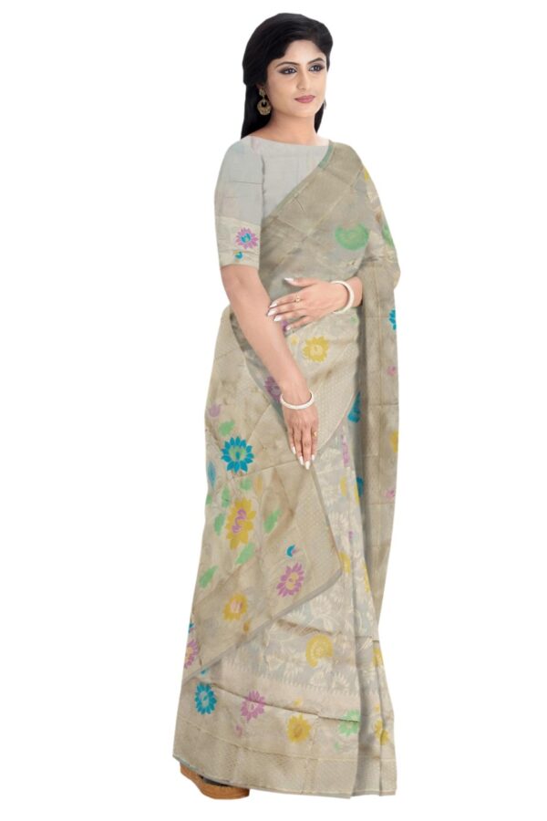 Light Yellow Pashmina Silk Saree - Image 4