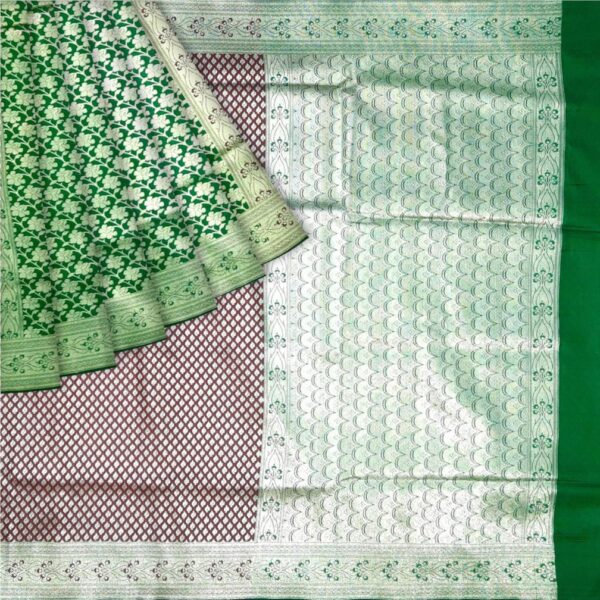 Green & Maroon Silk Saree - Image 6