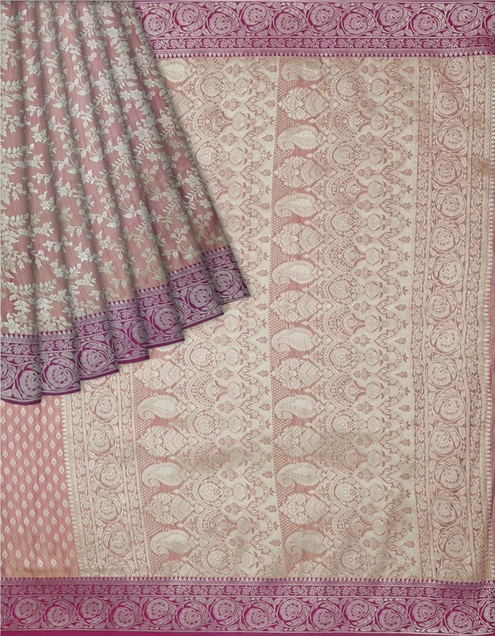 Pink & Peach Silk Saree - Image 6