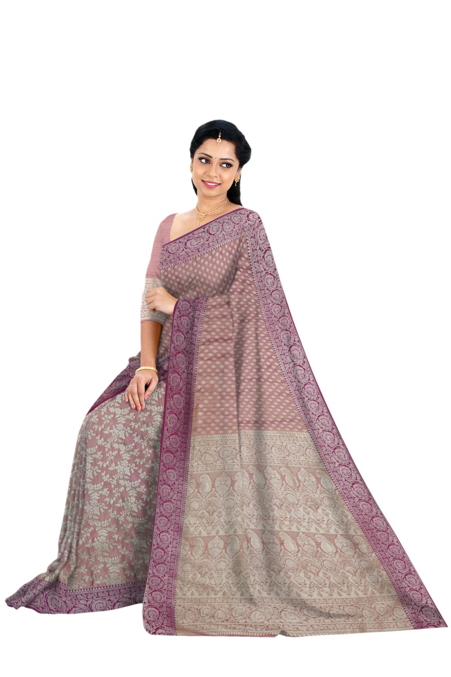 Pink & Peach Silk Saree - Image 5