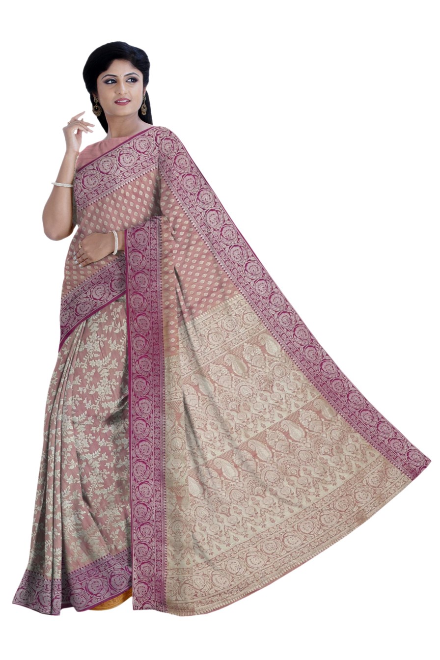 Pink & Peach Silk Saree - Image 3