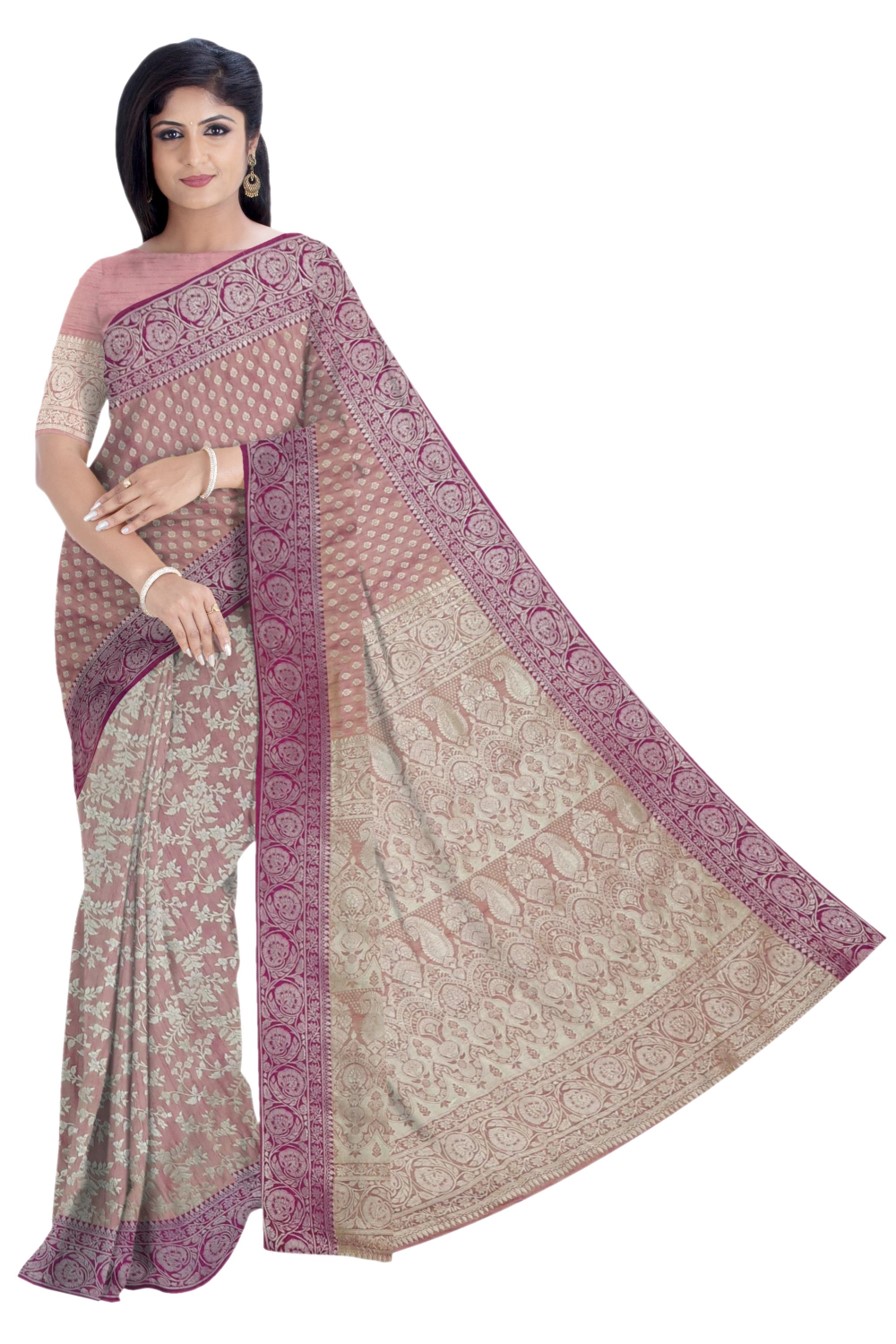 Pink & Peach Silk Saree