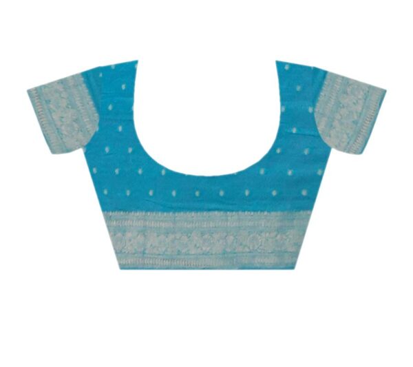 Pink - Blue Khaddi Saree - Image 7