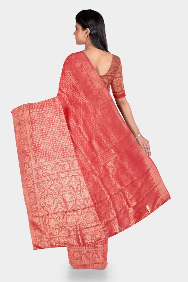 Red Mulberry Silk Saree - Image 5