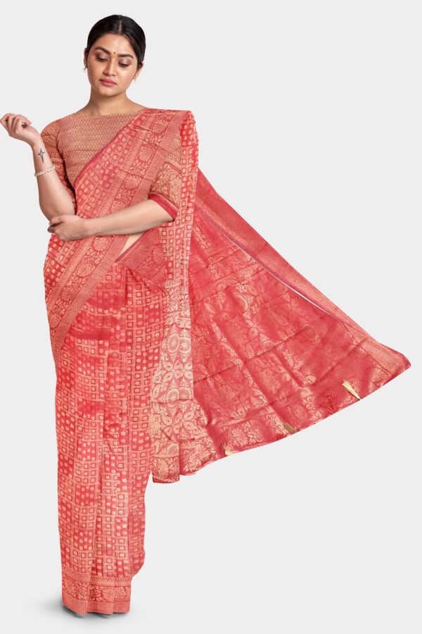 Red Mulberry Silk Saree - Image 3
